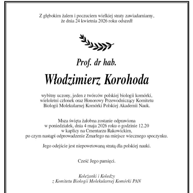 Pożegnanie Prof. dr hab. Włodzimierza Korohody
